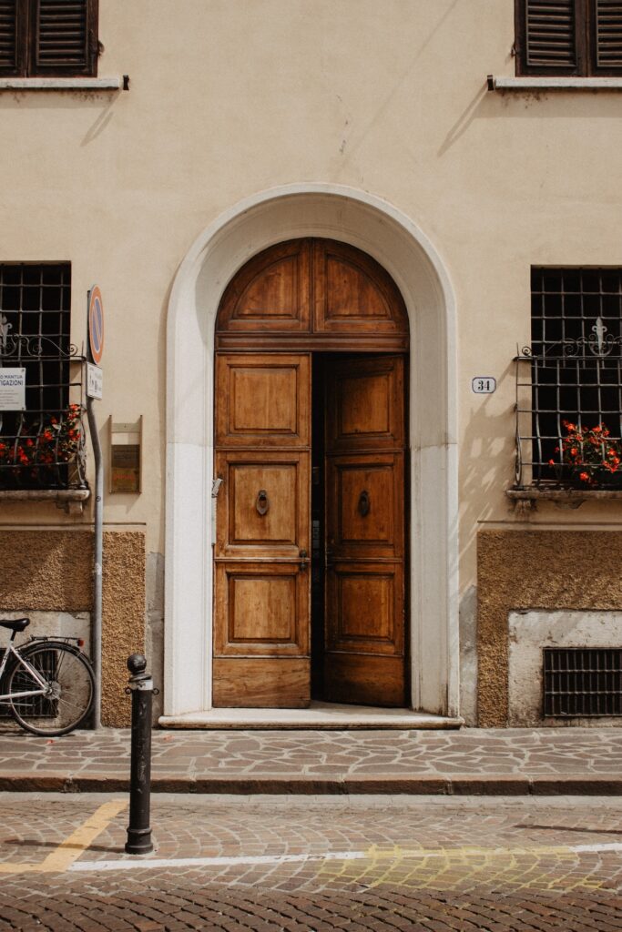 pretty door on a pretty building in a foregin country